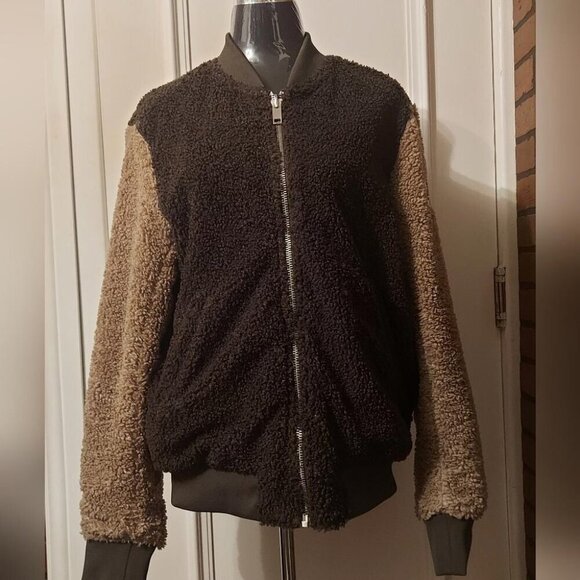 Diesel Reversible Bomber Colorblock Sherpa Teddy Fleece Y2K Streetwear Large - Picture 6 of 16